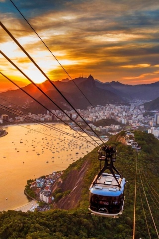 Fondo de pantalla Copacabana Sugar Loaf Funicular, Rio de Janeiro 320x480
