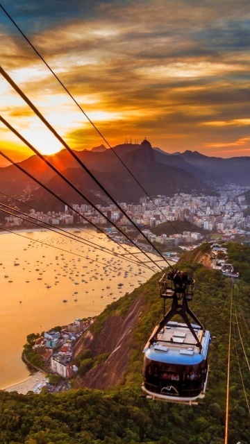 Fondo de pantalla Copacabana Sugar Loaf Funicular, Rio de Janeiro 360x640