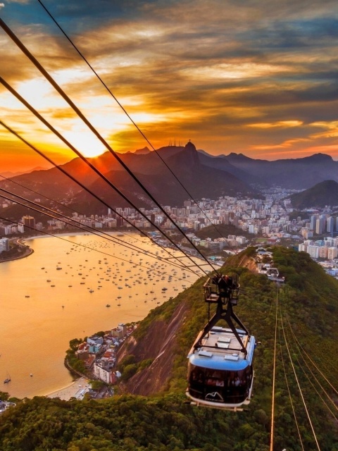 Das Copacabana Sugar Loaf Funicular, Rio de Janeiro Wallpaper 480x640
