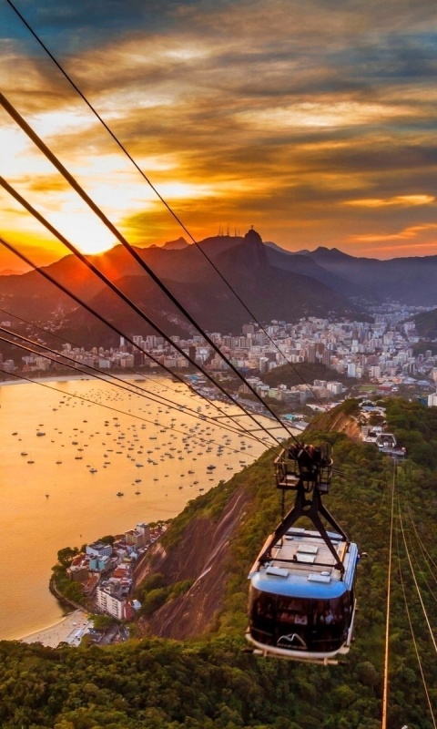 Copacabana Sugar Loaf Funicular, Rio de Janeiro wallpaper 480x800