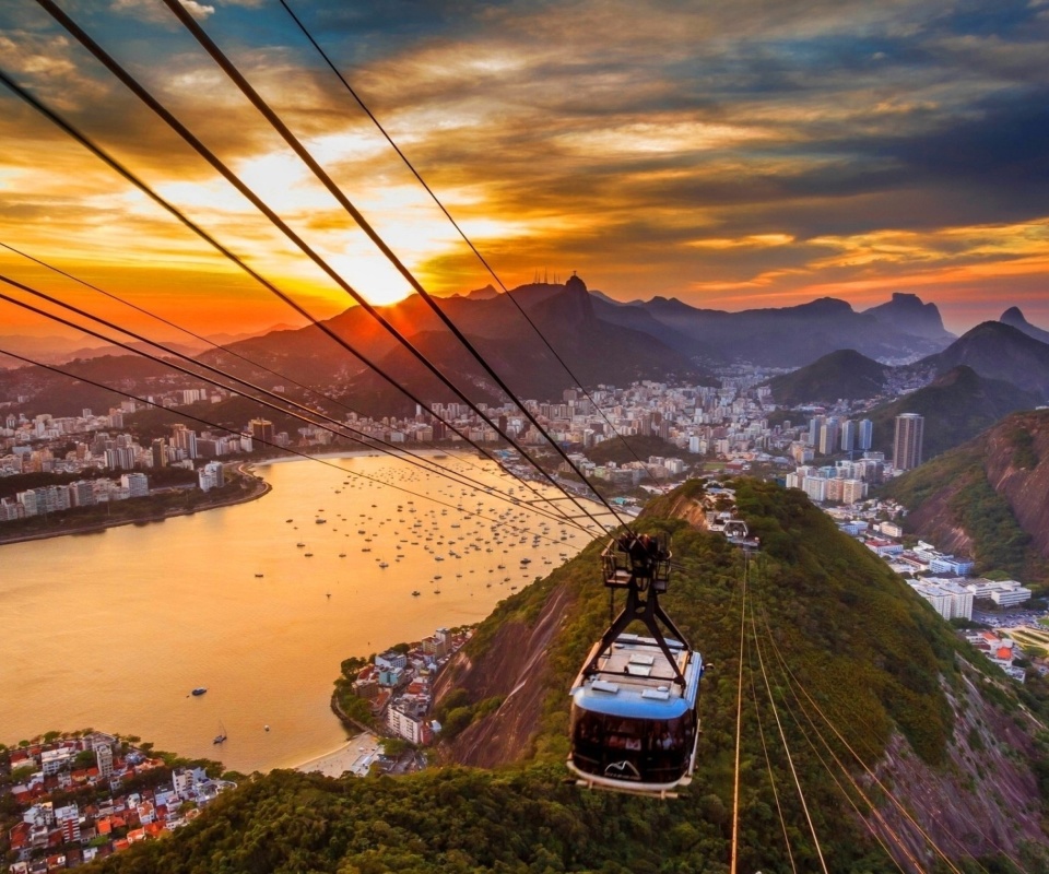 Обои Copacabana Sugar Loaf Funicular, Rio de Janeiro 960x800