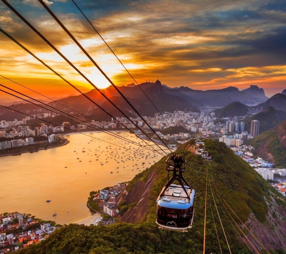 Обои Copacabana Sugar Loaf Funicular, Rio de Janeiro 960x854
