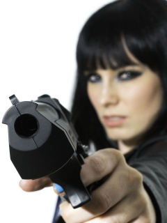 Sfondi Brunette With Gun 240x320