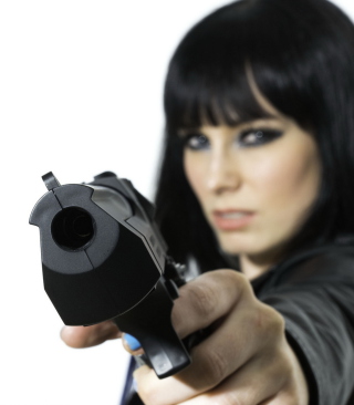 Brunette With Gun Wallpaper for Nokia C1-00