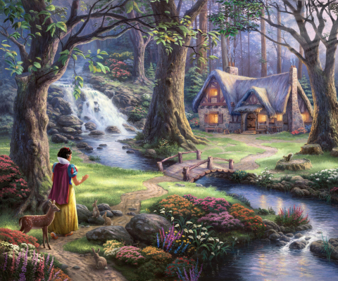 Sfondi Thomas Kinkade, Snow White 480x400