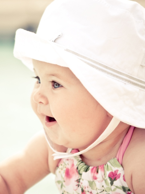 Cute Baby In Hat wallpaper 480x640