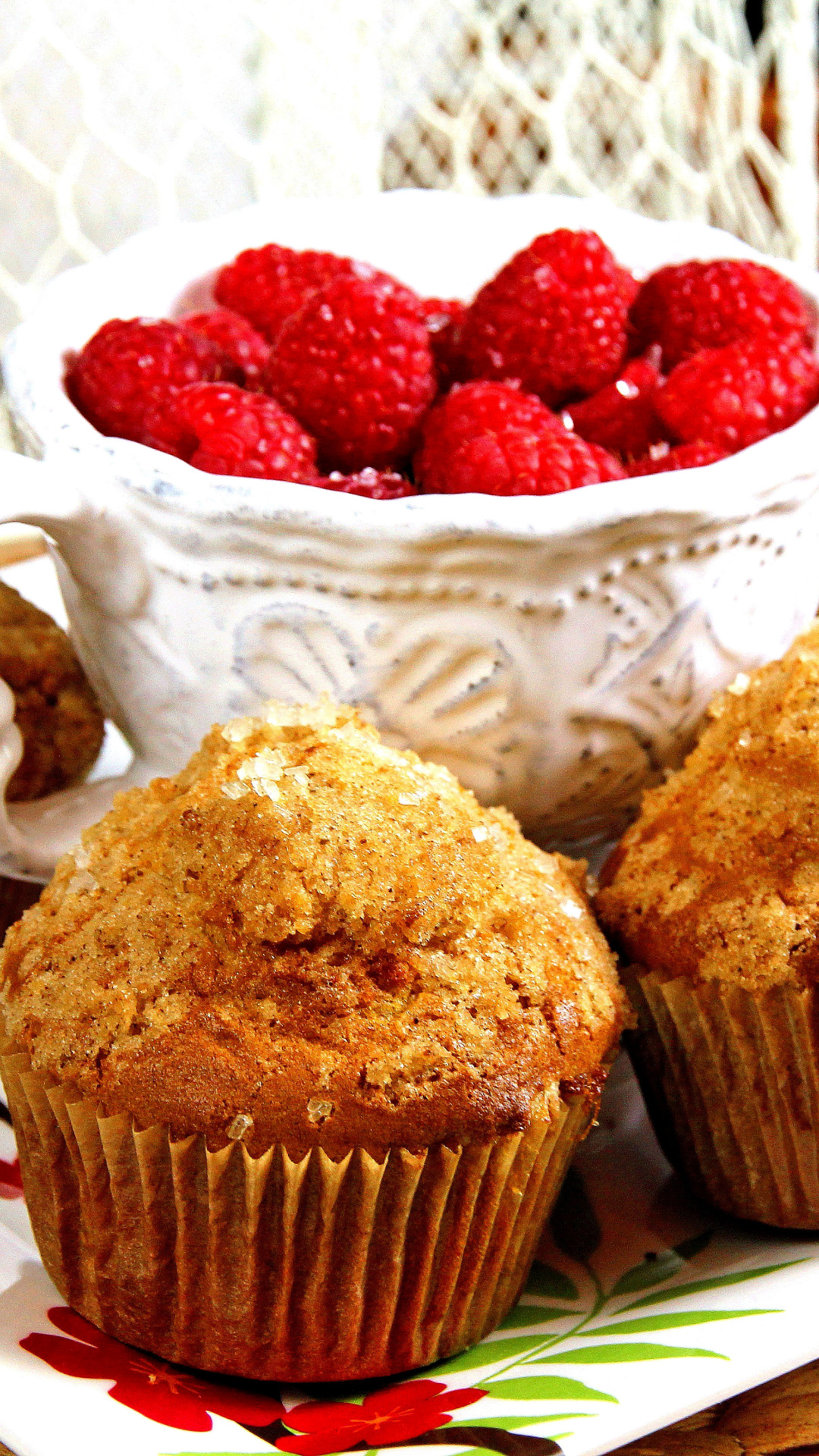 Muffins and Raspberries wallpaper 1080x1920