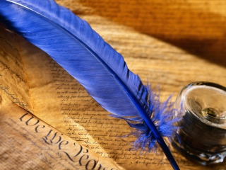 Screenshot №1 pro téma Blue Writing Feather 320x240