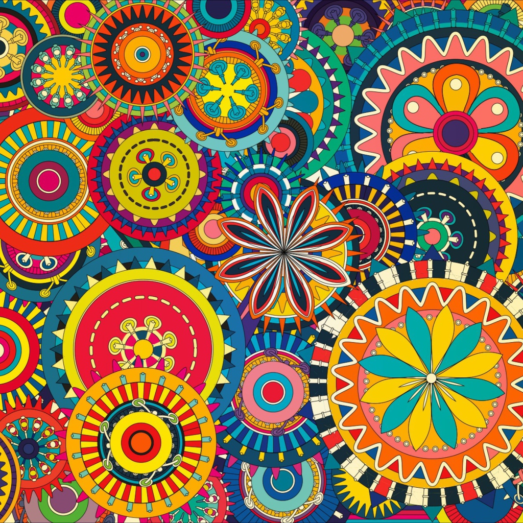 Das Multicolored Floral Shapes Wallpaper 1024x1024