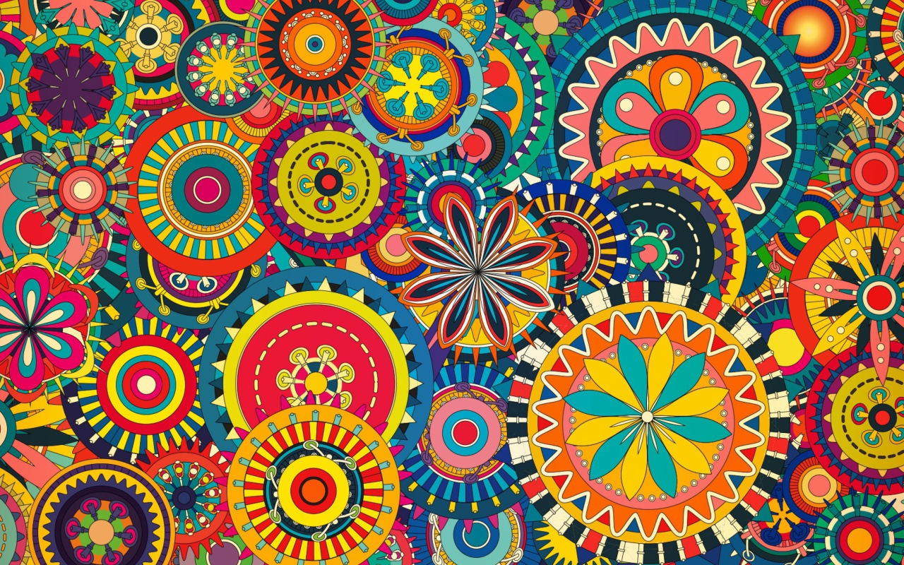 Das Multicolored Floral Shapes Wallpaper 1280x800