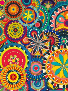 Das Multicolored Floral Shapes Wallpaper 240x320
