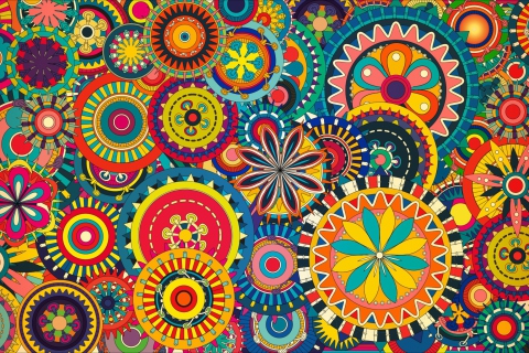 Das Multicolored Floral Shapes Wallpaper 480x320