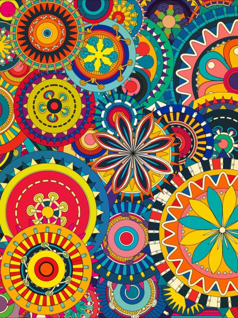 Multicolored Floral Shapes wallpaper 480x640