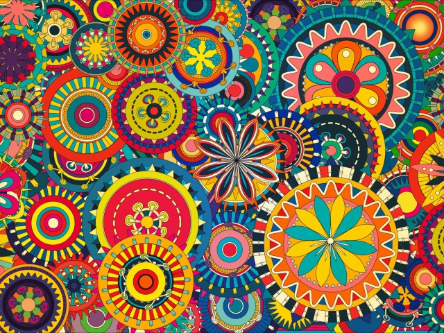 Das Multicolored Floral Shapes Wallpaper 640x480