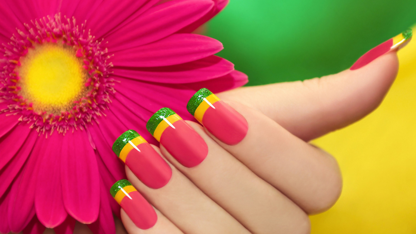 Colorful Nails wallpaper 1366x768