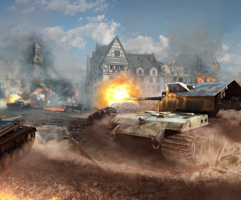 World of tanks, Waffentrager auf E 100 wallpaper 480x400