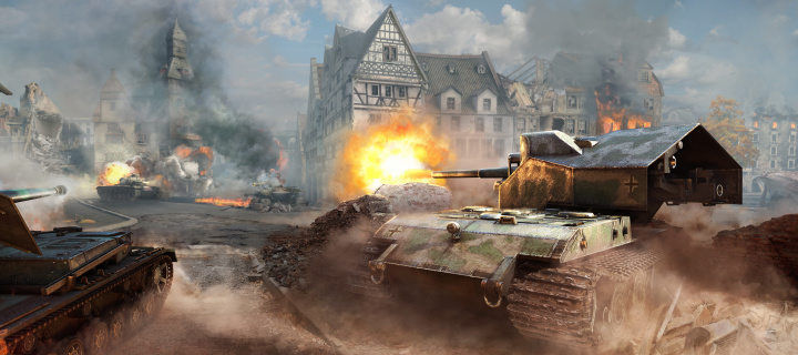 Fondo de pantalla World of tanks, Waffentrager auf E 100 720x320