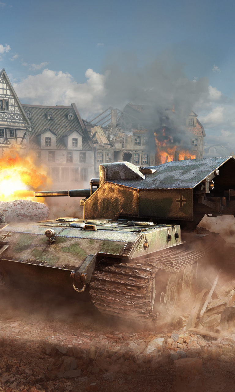 Обои World of tanks, Waffentrager auf E 100 на телефон 768x1280