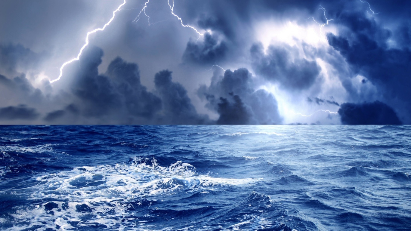 Storm And Blue Sea wallpaper 1366x768
