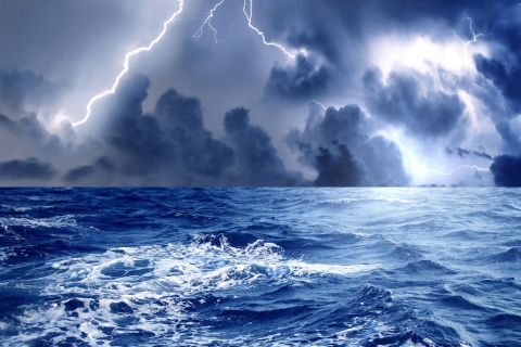 Storm And Blue Sea wallpaper 480x320