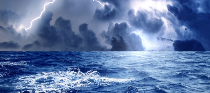 Storm And Blue Sea wallpaper 720x320