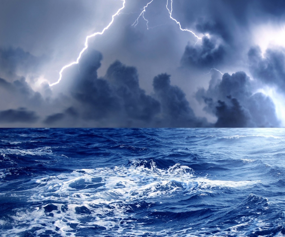 Storm And Blue Sea wallpaper 960x800