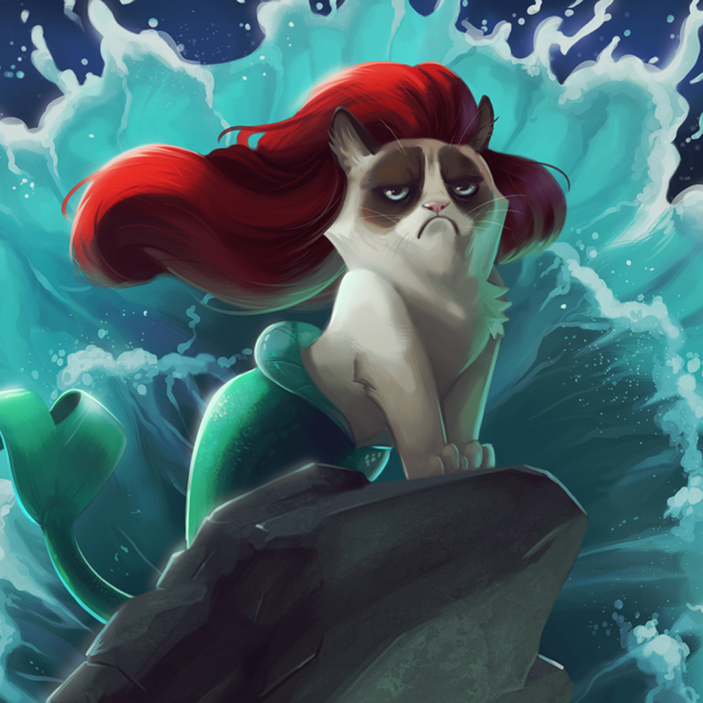 Sfondi Grumpy Cat Mermaid 1024x1024