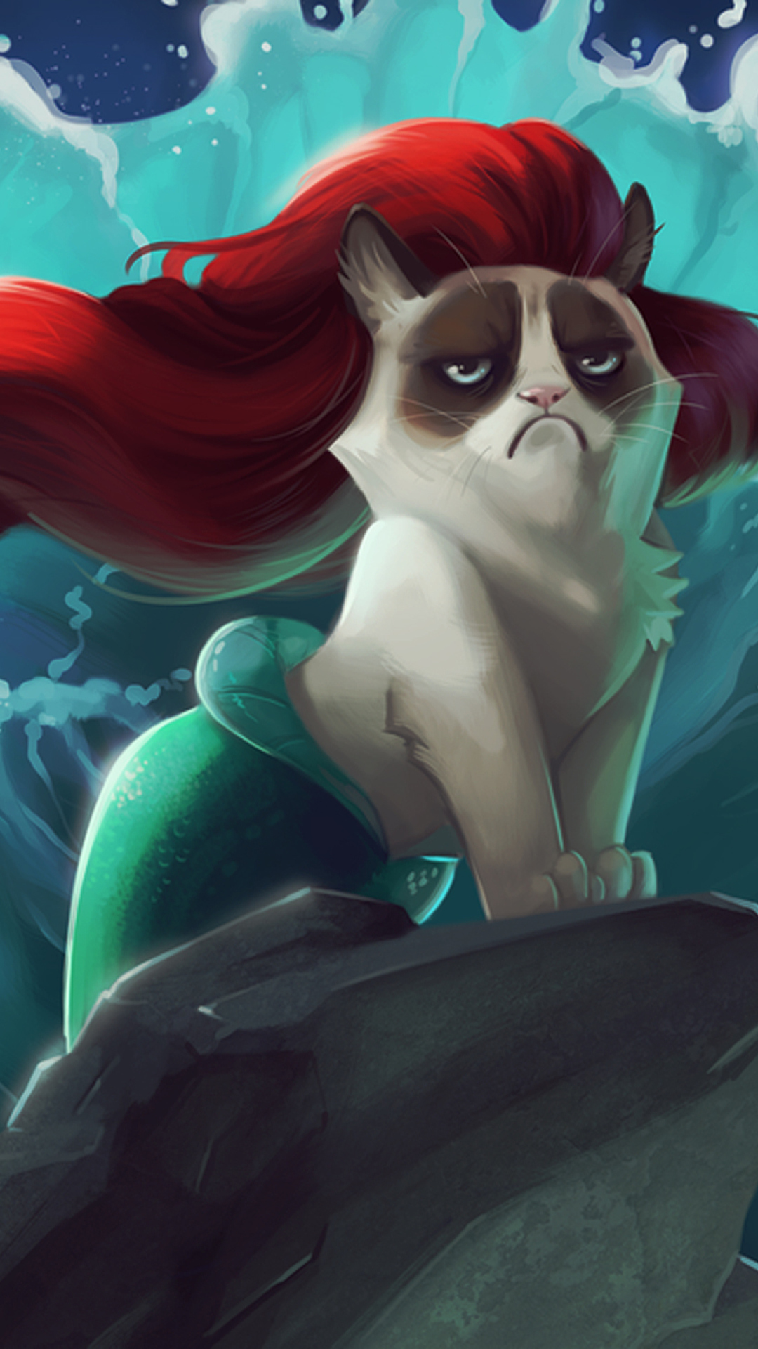 Grumpy Cat Mermaid wallpaper 1080x1920