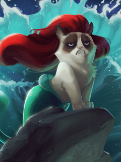 Fondo de pantalla Grumpy Cat Mermaid 240x320