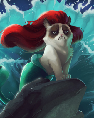 Grumpy Cat Mermaid papel de parede para celular para iPhone 4S
