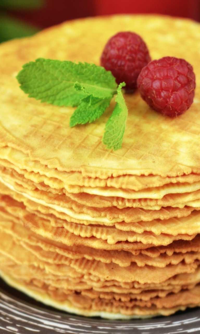 Waffles And Raspberry wallpaper 768x1280