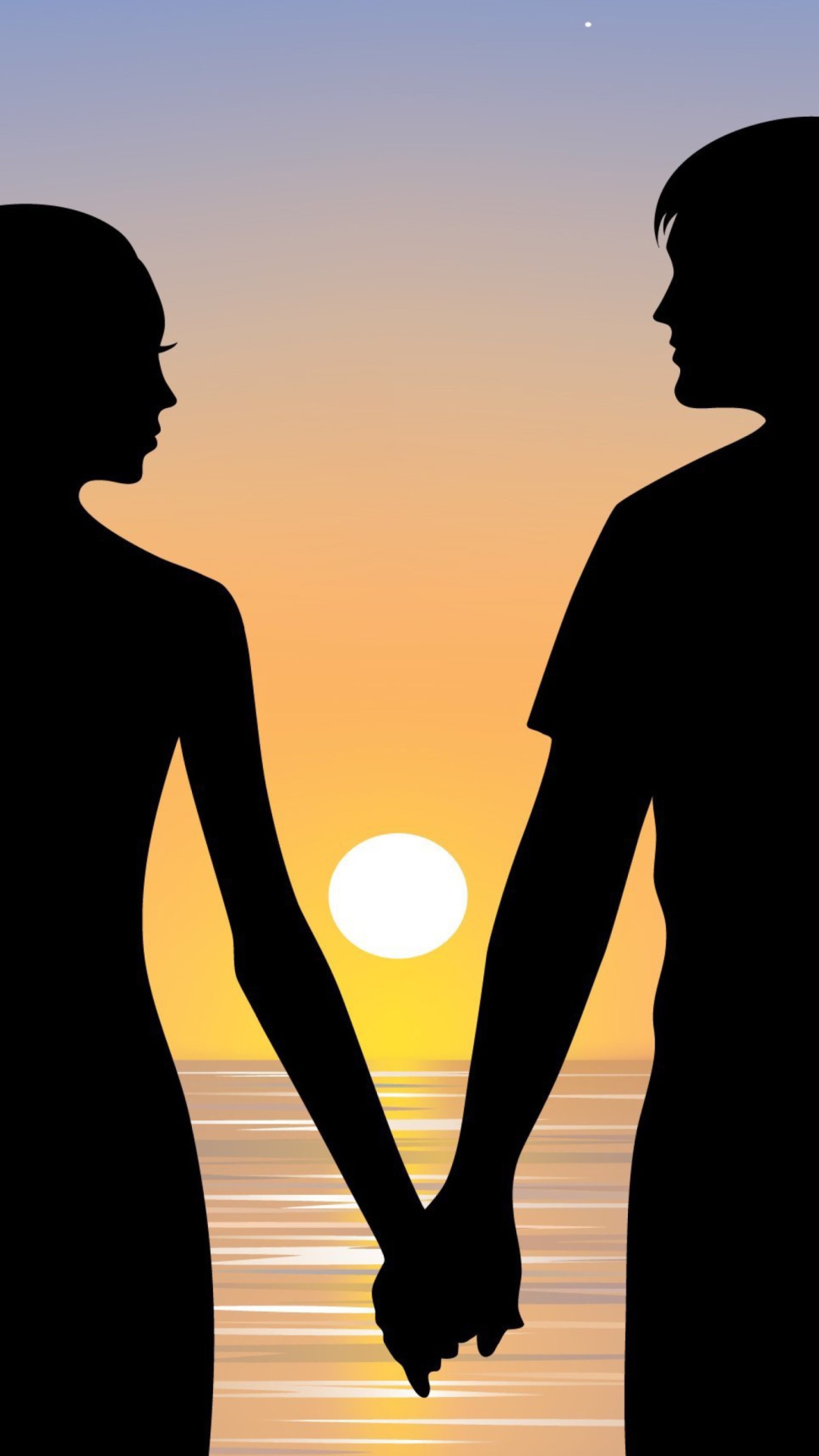 Das Romantic Sunset Silhouettes Wallpaper 1080x1920