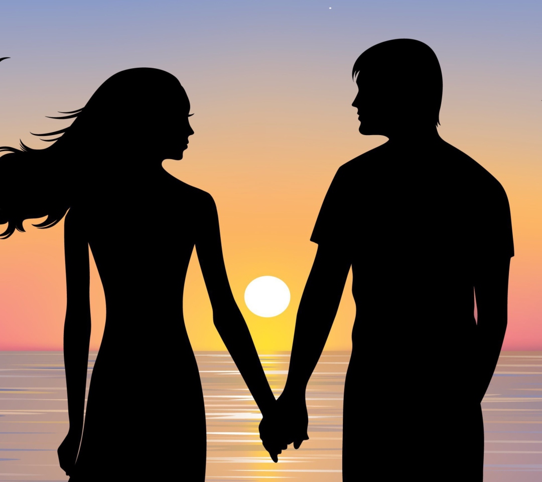 Das Romantic Sunset Silhouettes Wallpaper 1080x960