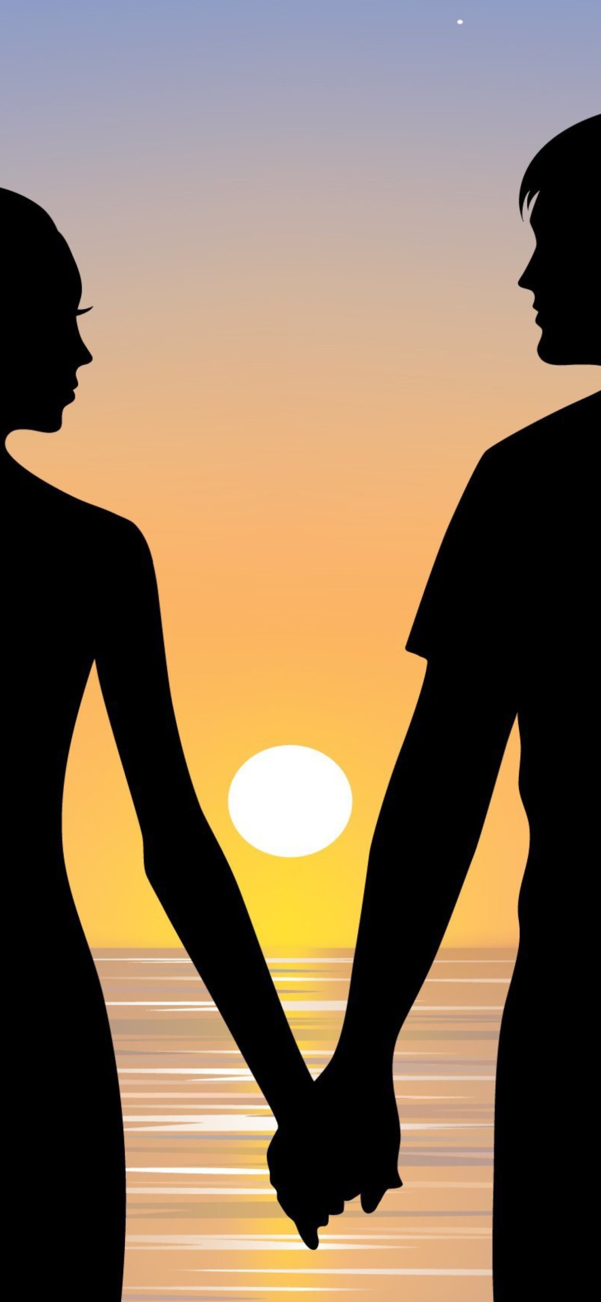 Das Romantic Sunset Silhouettes Wallpaper 1170x2532