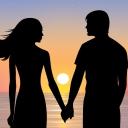 Das Romantic Sunset Silhouettes Wallpaper 128x128