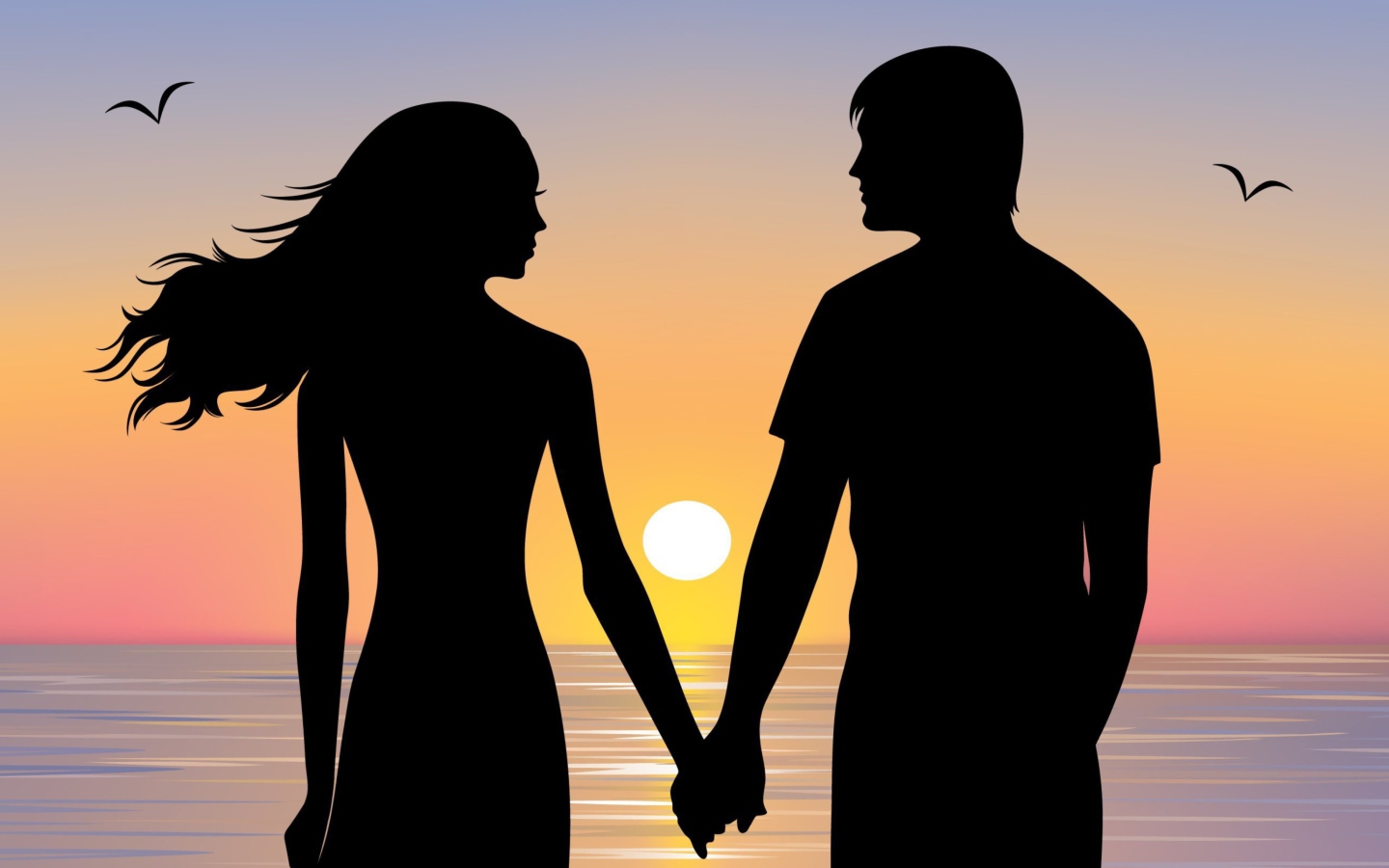 Das Romantic Sunset Silhouettes Wallpaper 1440x900