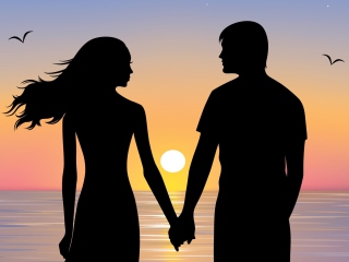 Das Romantic Sunset Silhouettes Wallpaper 320x240