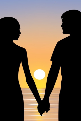 Das Romantic Sunset Silhouettes Wallpaper 320x480