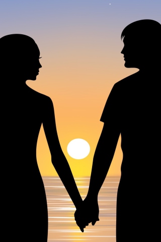 Sfondi Romantic Sunset Silhouettes 320x480