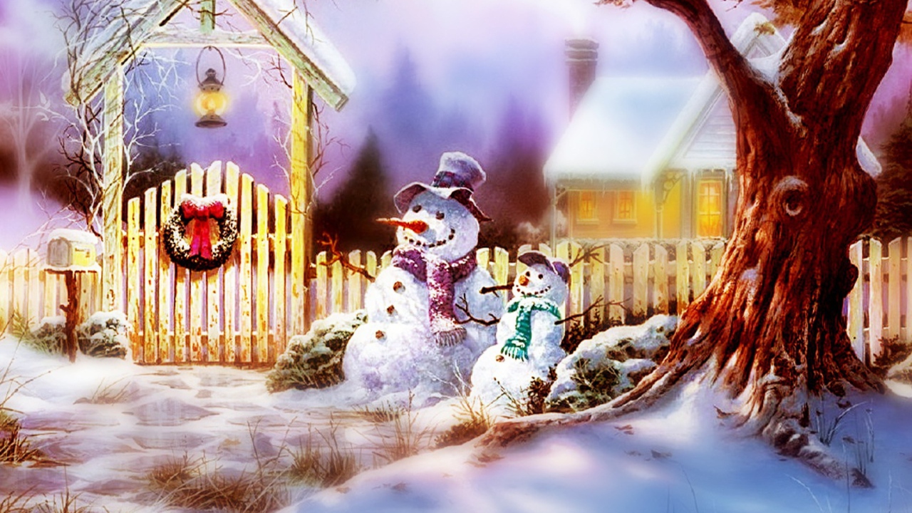 Das Christmas Snowmen Wallpaper 1280x720