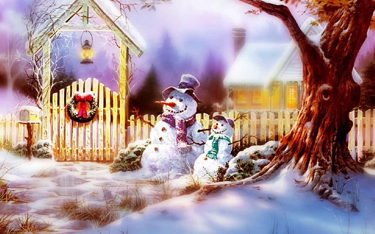 Screenshot №1 pro téma Christmas Snowmen 1280x800