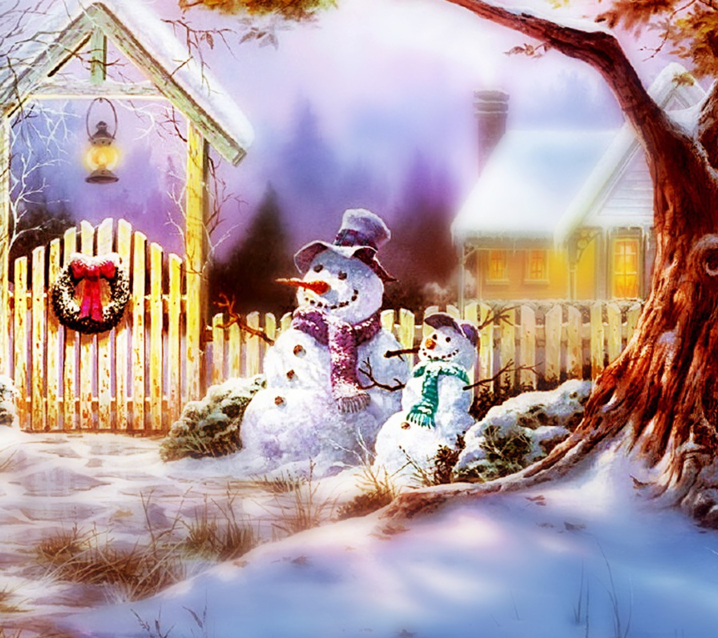 Обои Christmas Snowmen 1440x1280