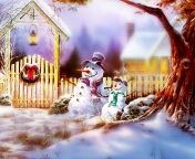 Das Christmas Snowmen Wallpaper 176x144