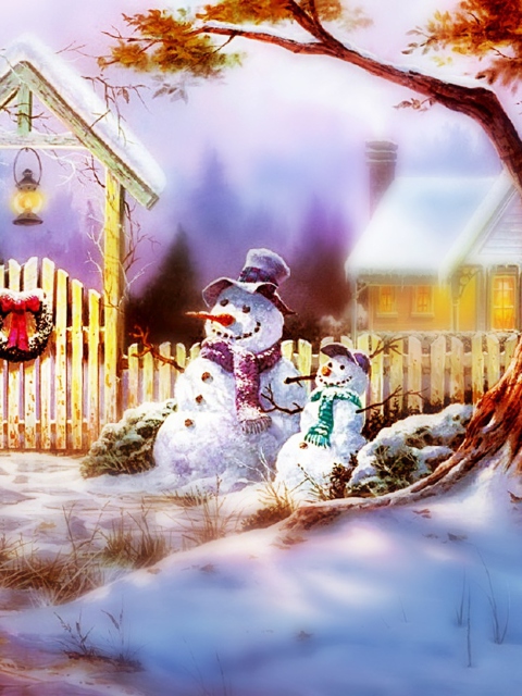 Screenshot №1 pro téma Christmas Snowmen 480x640