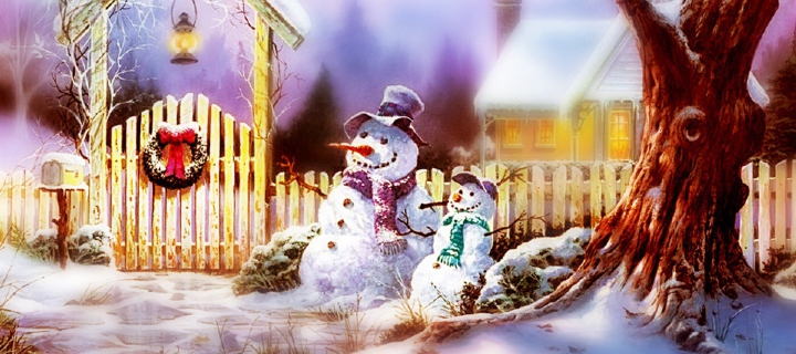 Screenshot №1 pro téma Christmas Snowmen 720x320