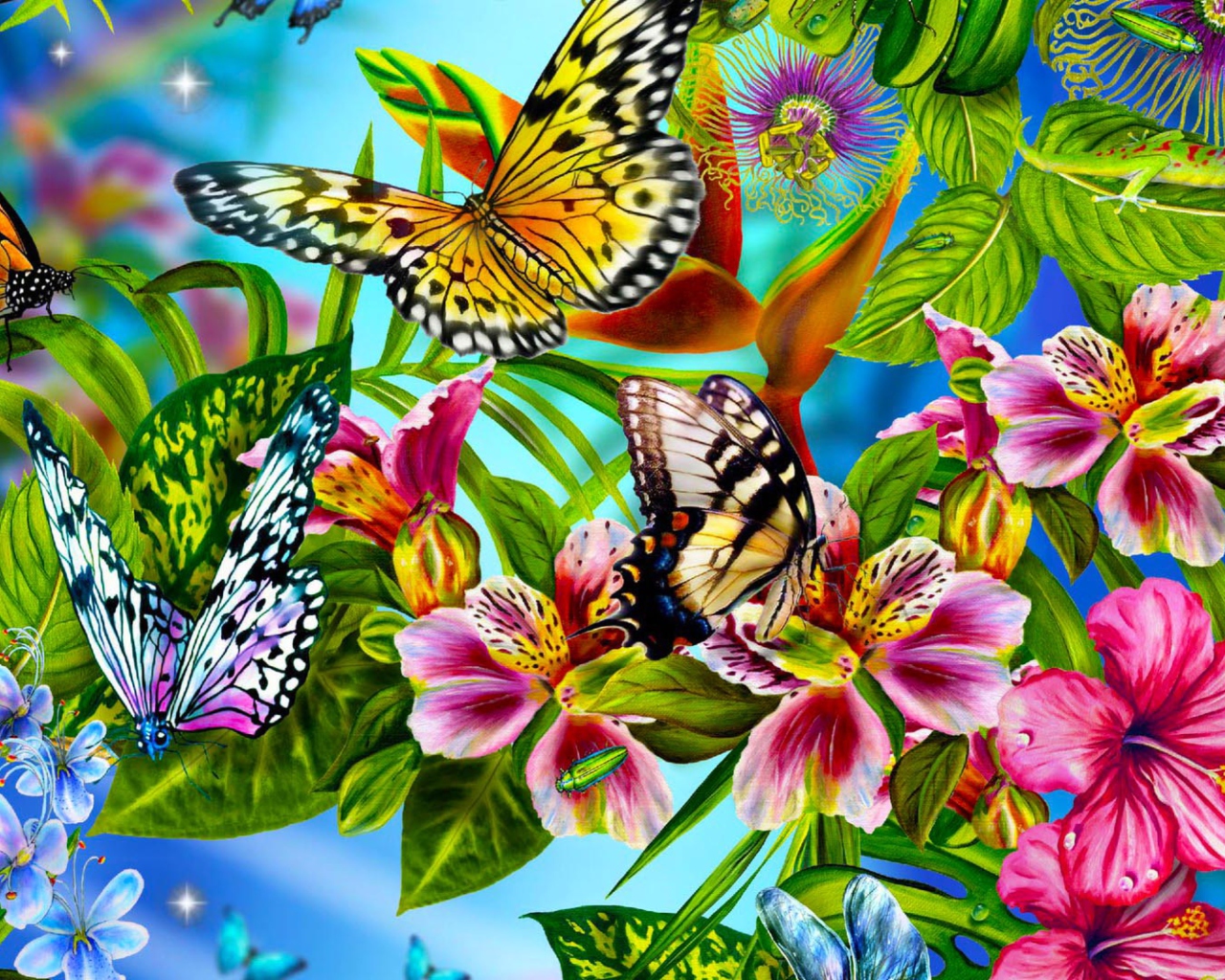 Das Discover Butterfly Meadow Wallpaper 1280x1024
