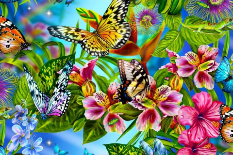 Das Discover Butterfly Meadow Wallpaper 480x320