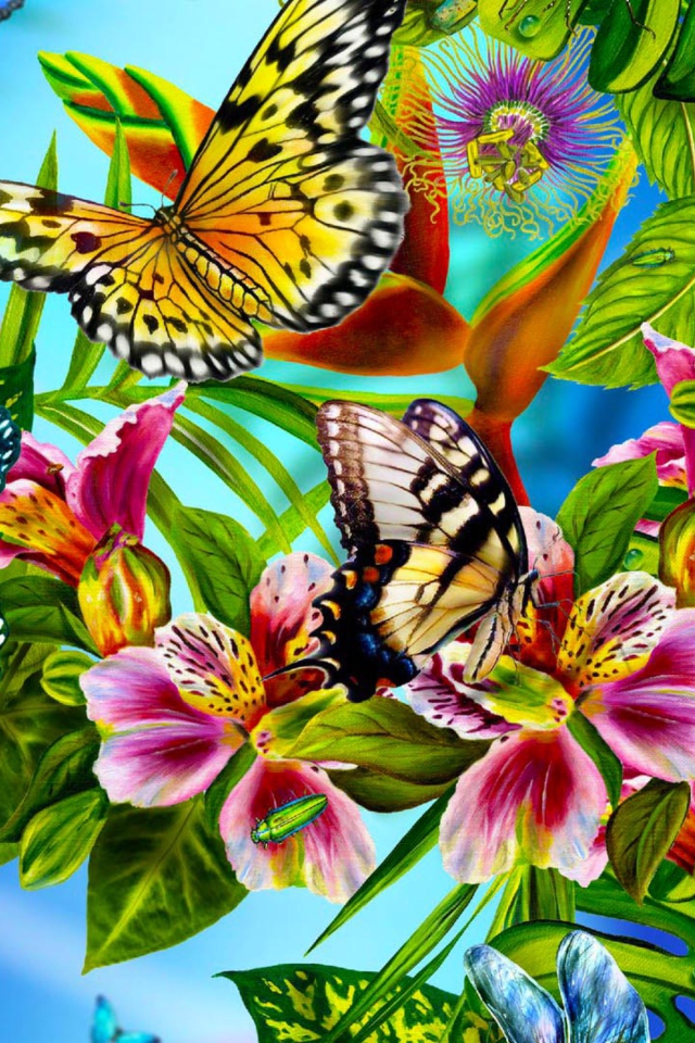 Das Discover Butterfly Meadow Wallpaper 640x960