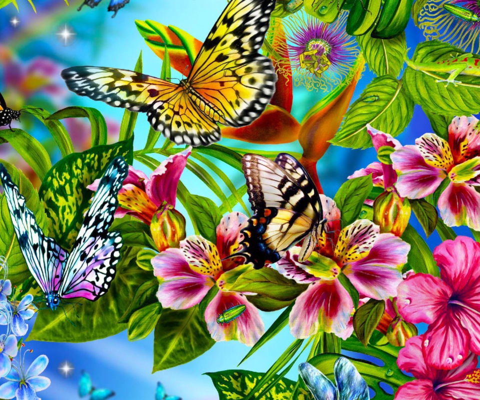 Das Discover Butterfly Meadow Wallpaper 960x800