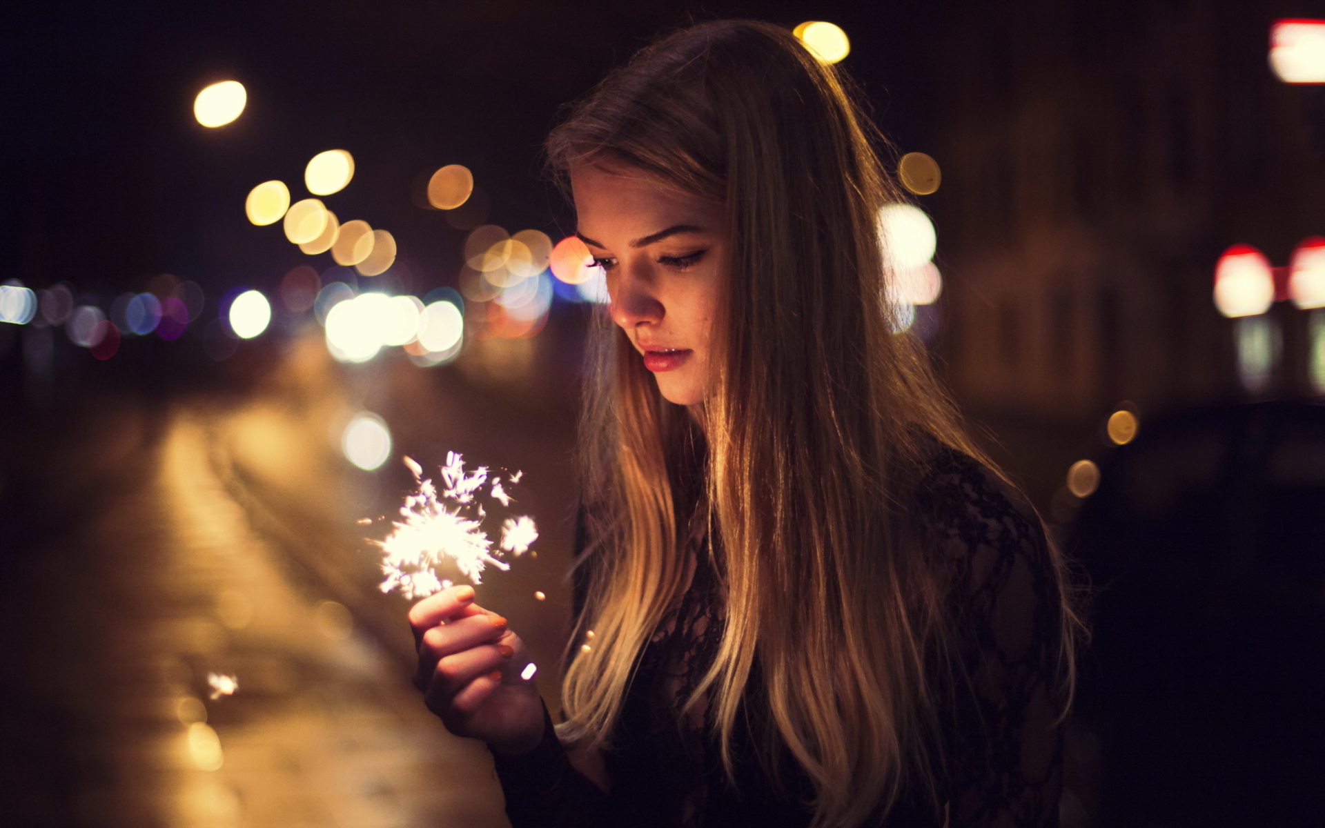 Girl With Bengal Lights wallpaper 1920x1200